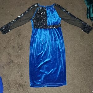 Elegant Blue and Black Sequin Dress